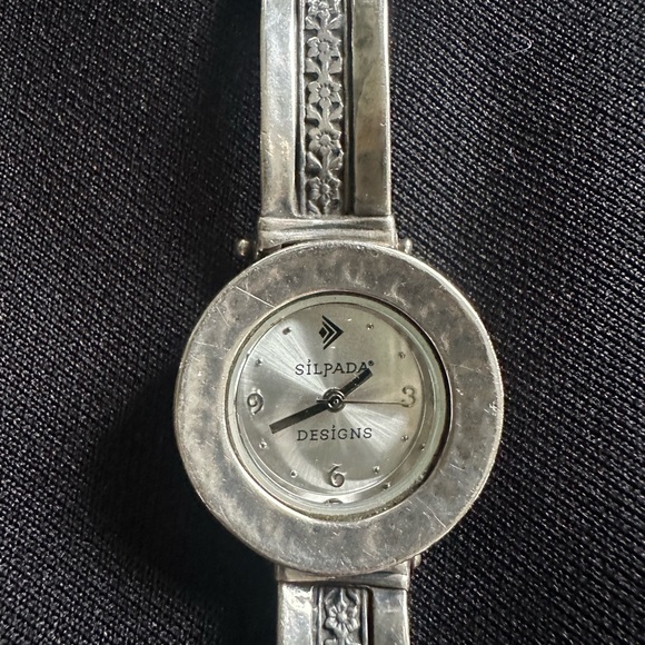 Silpada Silver watch with Textured Band, safety chain and adjustable clasp main image 5